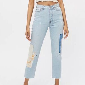 BDG High Rise Slim Straight Floral Patchwork Denim - 24